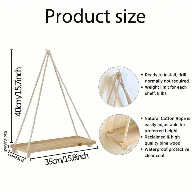 1PC Wooden Swing Hanging Hemp  - огляд і ціна Terracotta Pot