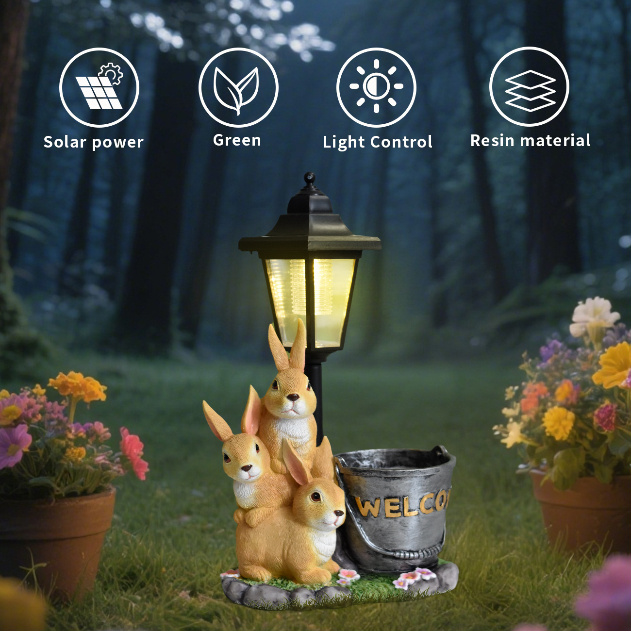 New Rabbit Solar Garden Light  - огляд і ціна Succulent Set